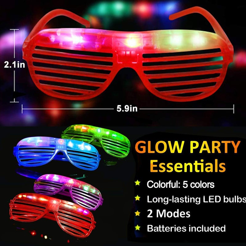 OceanWings 20 LED Glasses for Kids Adults Glow in The Dark Party Favor Supplies,Light up Glasses Toys for Holiday Concert for Neon Glow Party Favors,Wedding,Concert,Raves&Birthday Disco Halloween Christmas - Image 2